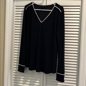 Black and white long sleeve dress shirt